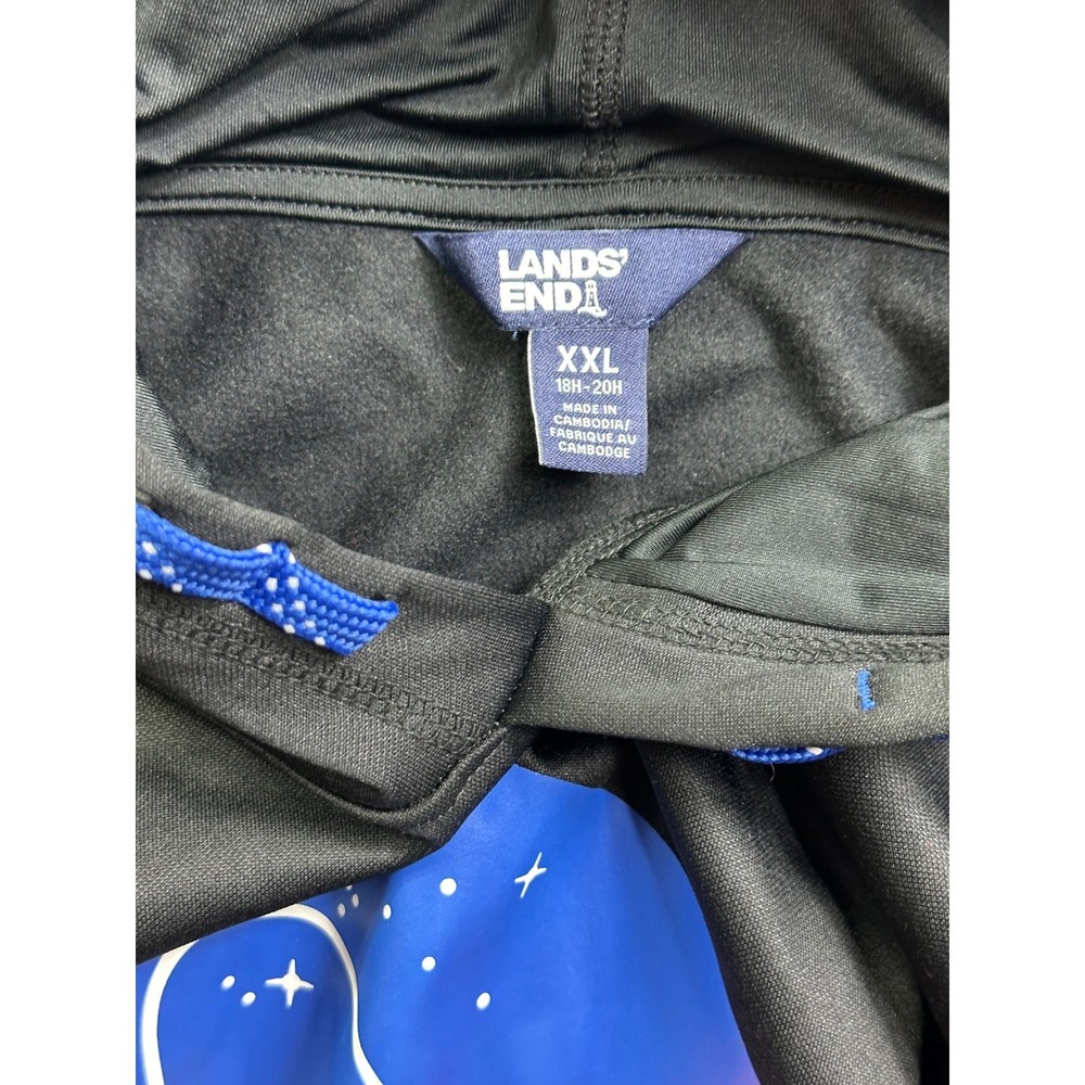 NASA Men's Black Tech Fleece Graphic Hoodie Sweatshirt Blue LandsEnd 62830 Large - Picture 2 of 12